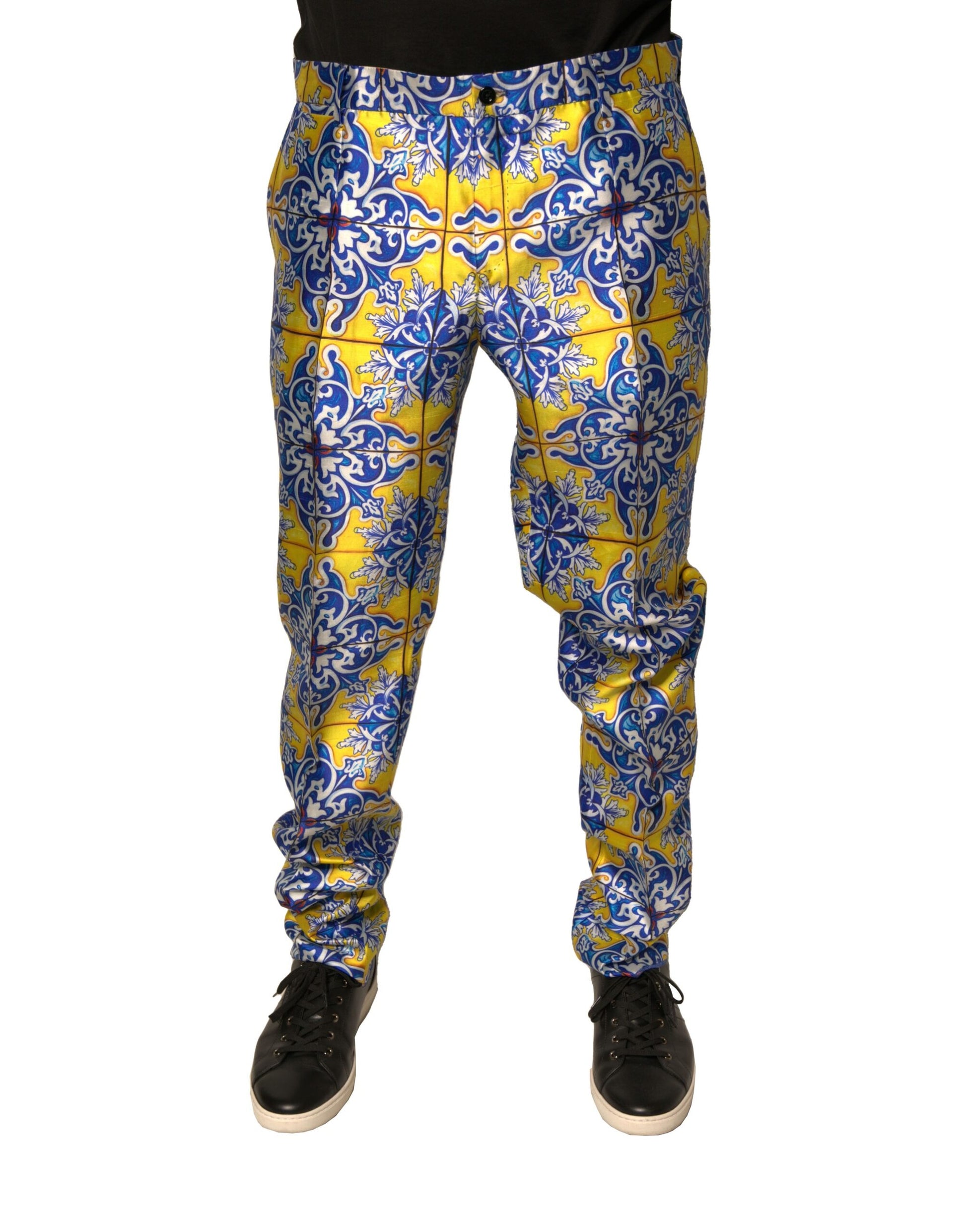 Dolce & Gabbana Multicolour Majolica Silk Skinny Pants
