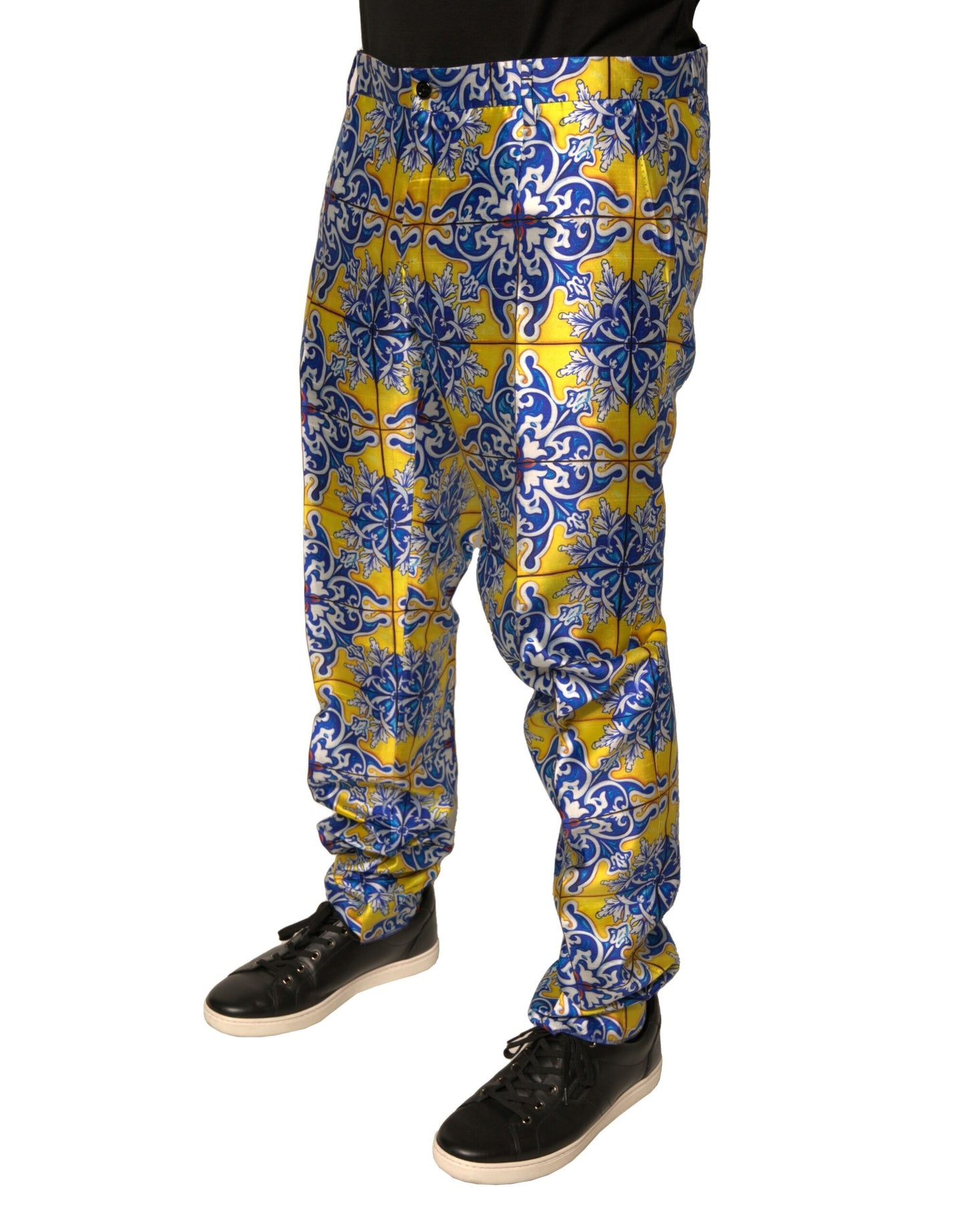 Dolce & Gabbana Multicolour Majolica Silk Skinny Pants