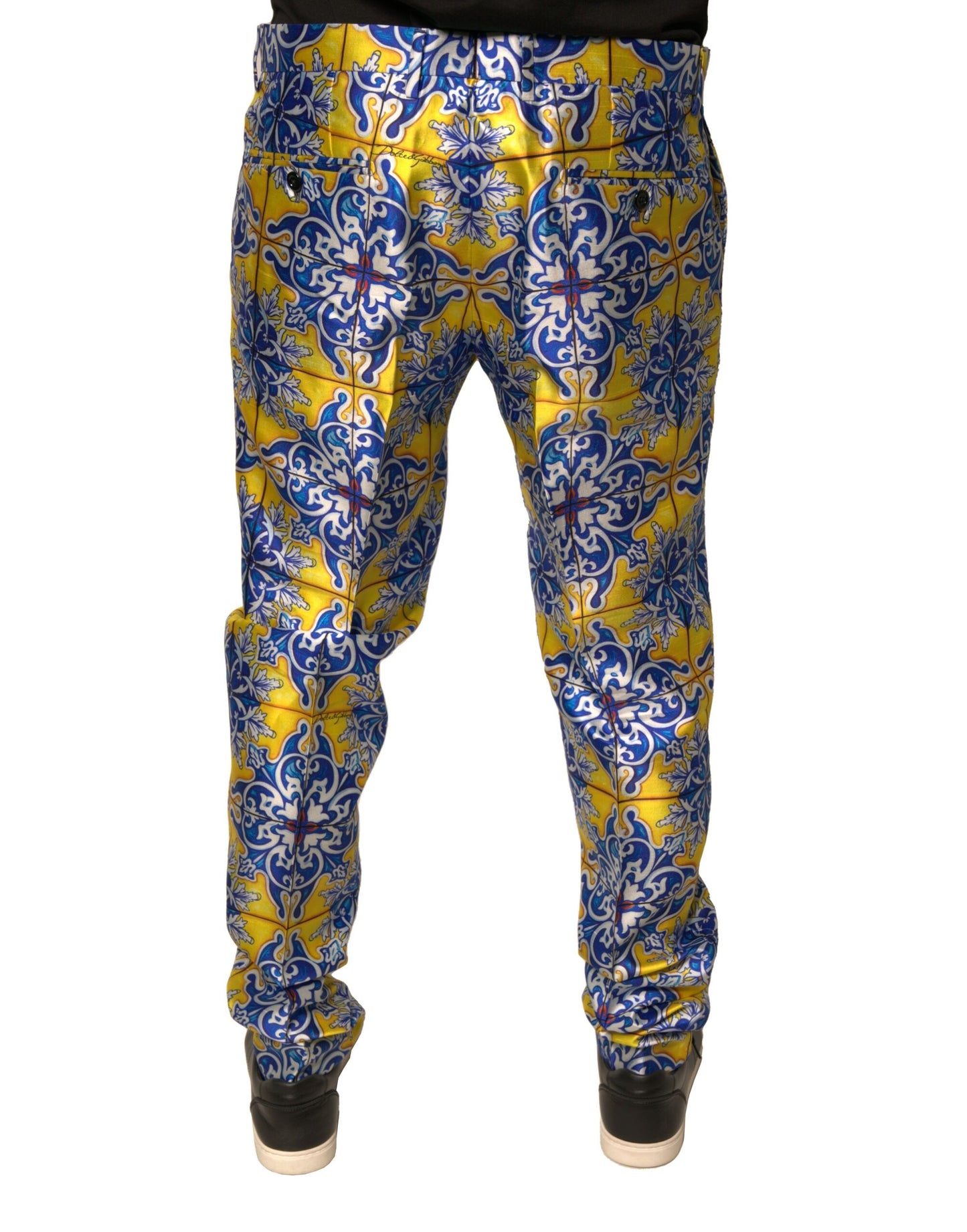 Dolce & Gabbana Multicolour Majolica Silk Skinny Pants