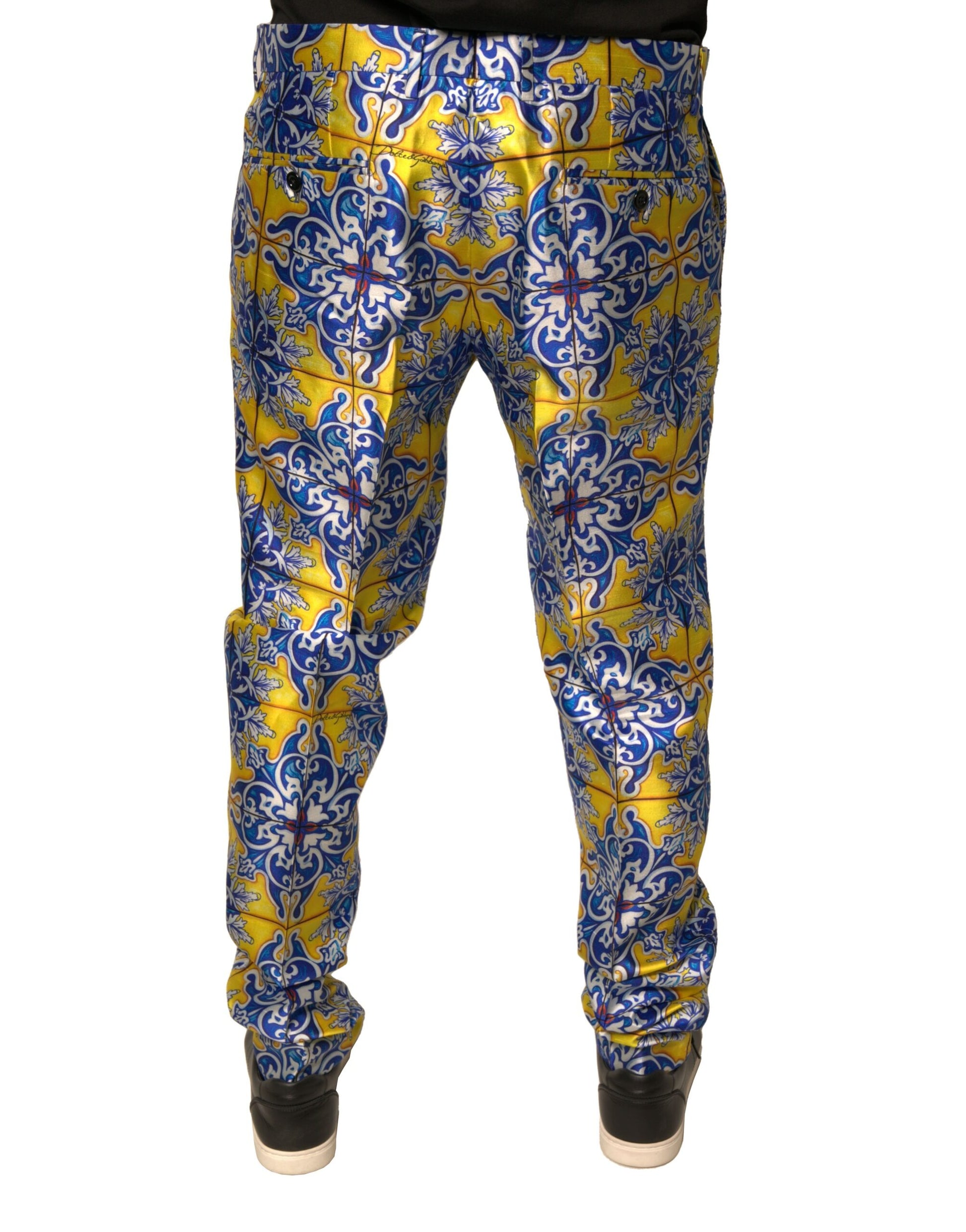 Dolce & Gabbana Multicolour Majolica Silk Skinny Pants