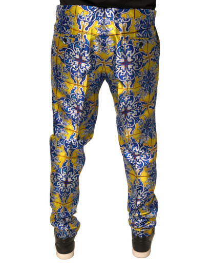 Dolce & Gabbana Multicolour Majolica Silk Skinny Pants