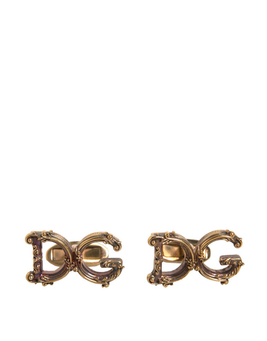 Dolce & Gabbana Gold Tone 925 Sterling Silver DG Logo Cufflinks