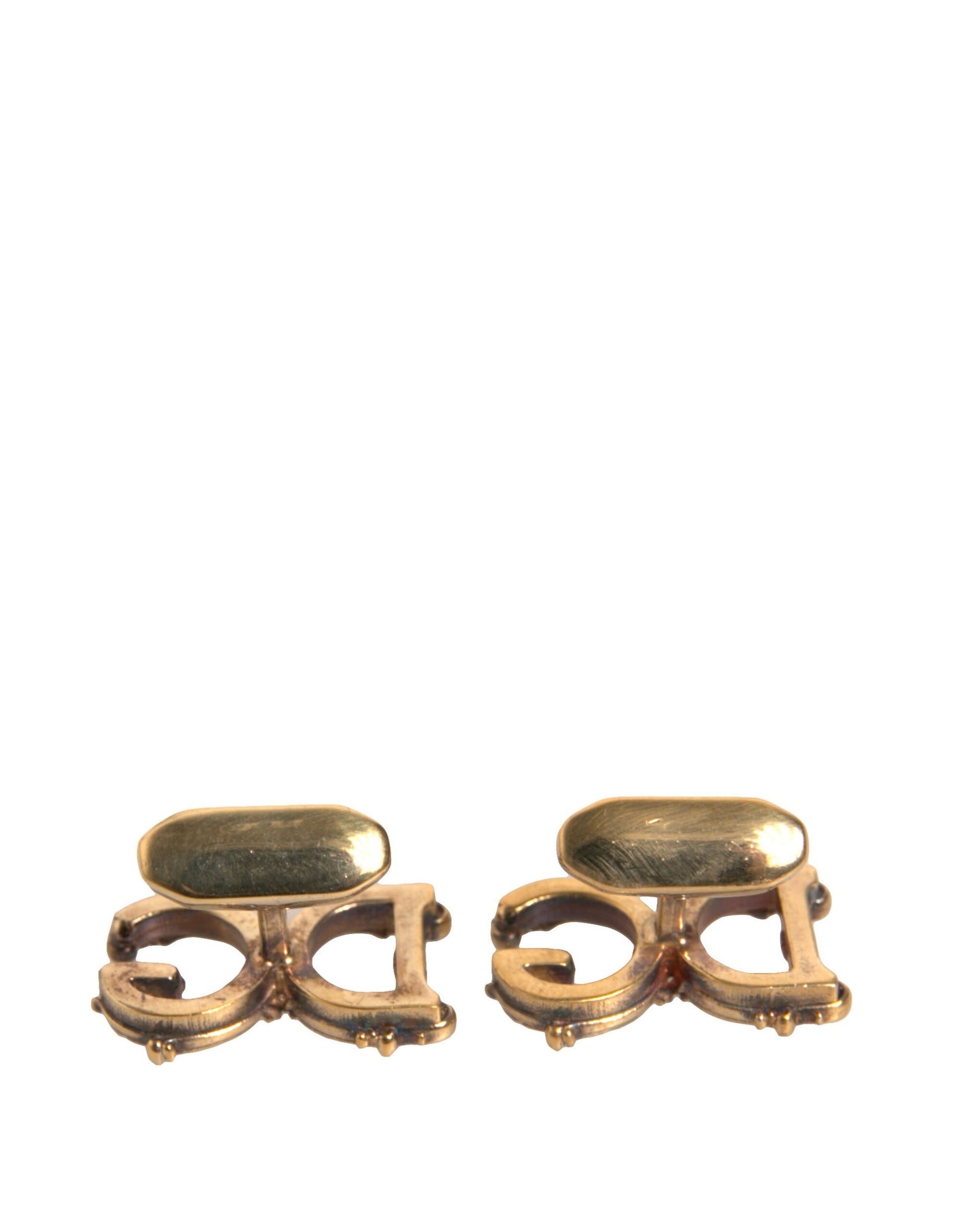 Dolce & Gabbana Gold Tone 925 Sterling Silver DG Logo Cufflinks
