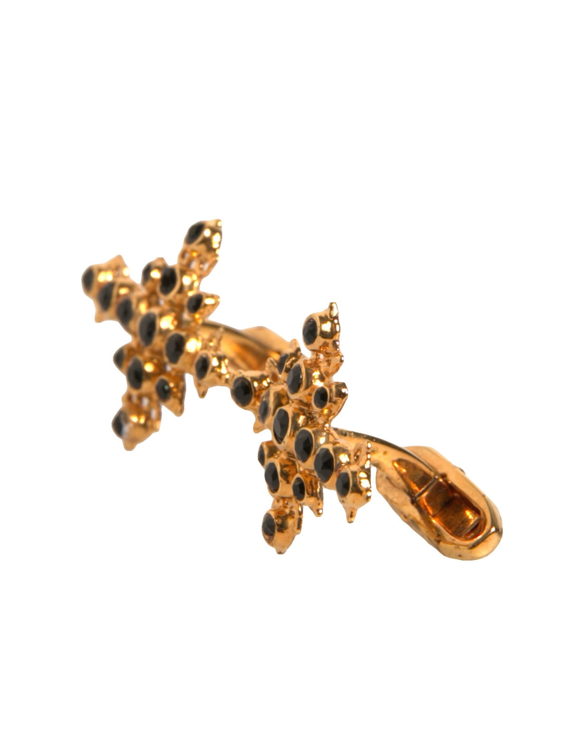 Dolce & Gabbana Gold Tone Brass Cross Crystal Cufflinks