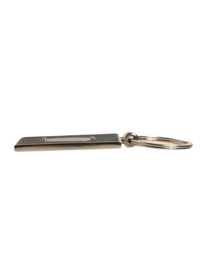 Dolce & Gabbana Black Leather Logo Metal Ring Keychain