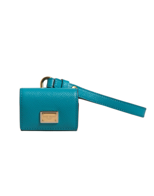 Dolce & Gabbana Green Logo Plaque Leather Airpods Case