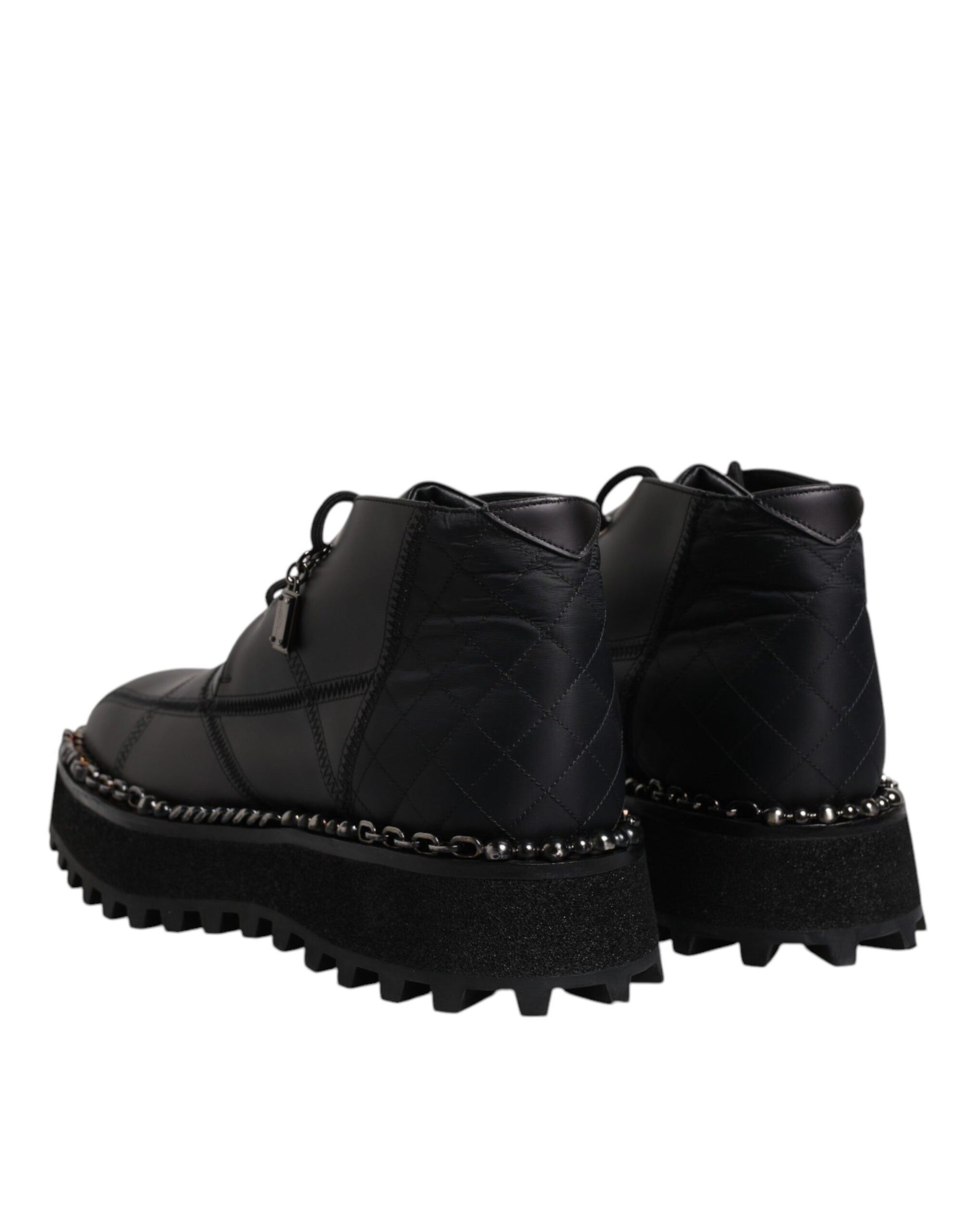Dolce & Gabbana Black Leather Lace Up Ankle Boots