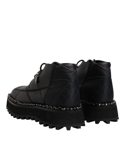 Dolce & Gabbana Black Leather Lace Up Ankle Boots