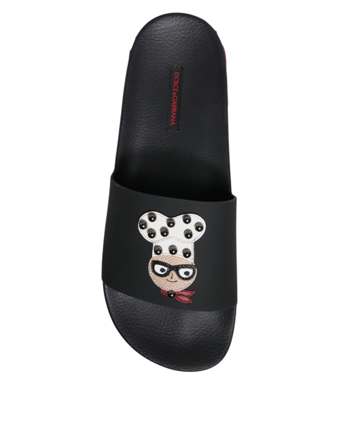 Dolce & Gabbana Black Leather Slides Sandals - Luxurious Beachwear