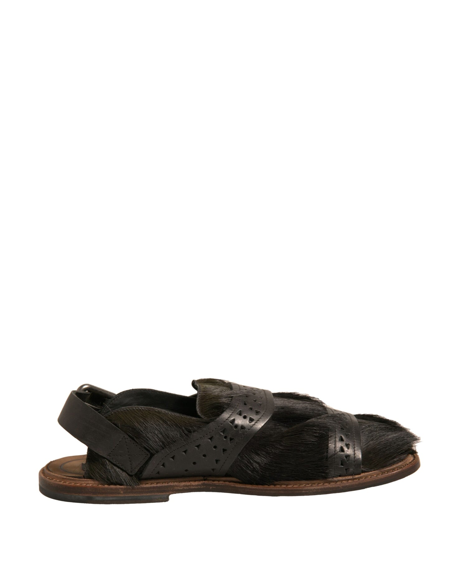 Dolce & Gabbana Green Gazelle Hair Leather Flats Sandals