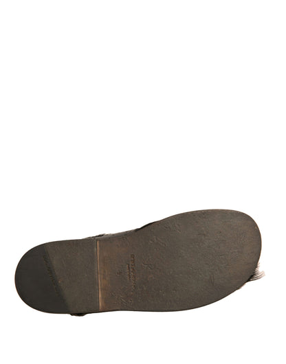 Dolce & Gabbana Green Gazelle Hair Leather Flats Sandals