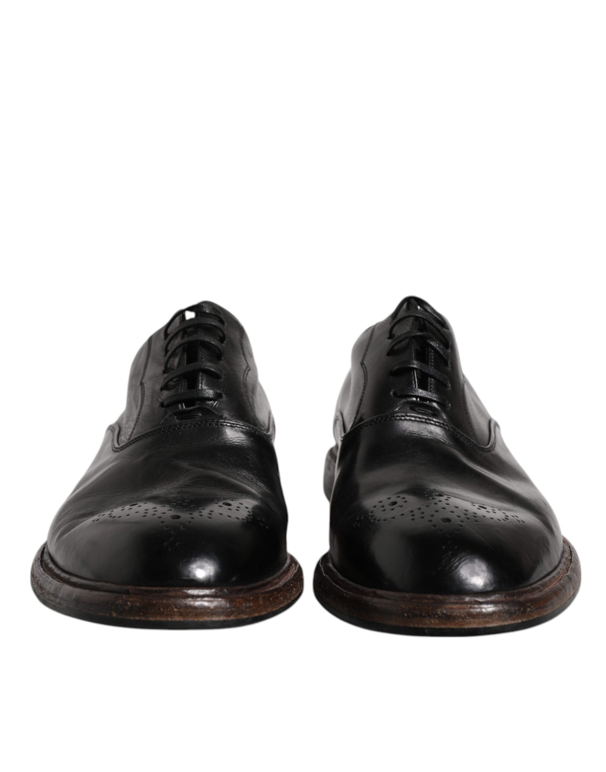 Dolce & Gabbana Black Leather Lace Up Men's Derby Formal Shoes