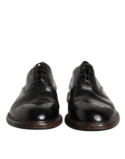 Dolce & Gabbana Black Leather Lace Up Men's Derby Formal Shoes