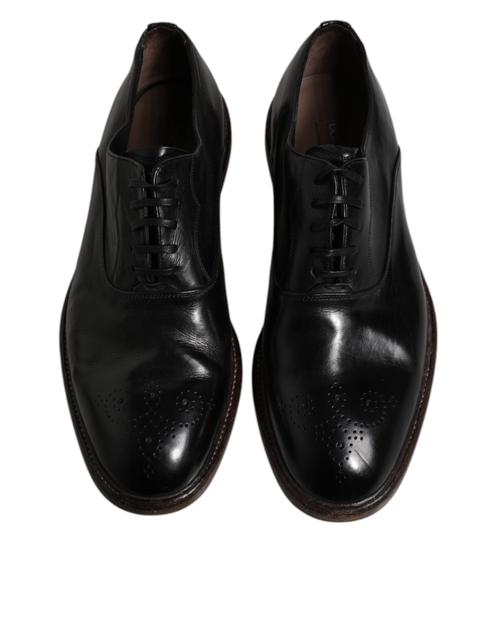 Dolce & Gabbana Black Leather Lace Up Men's Derby Formal Shoes