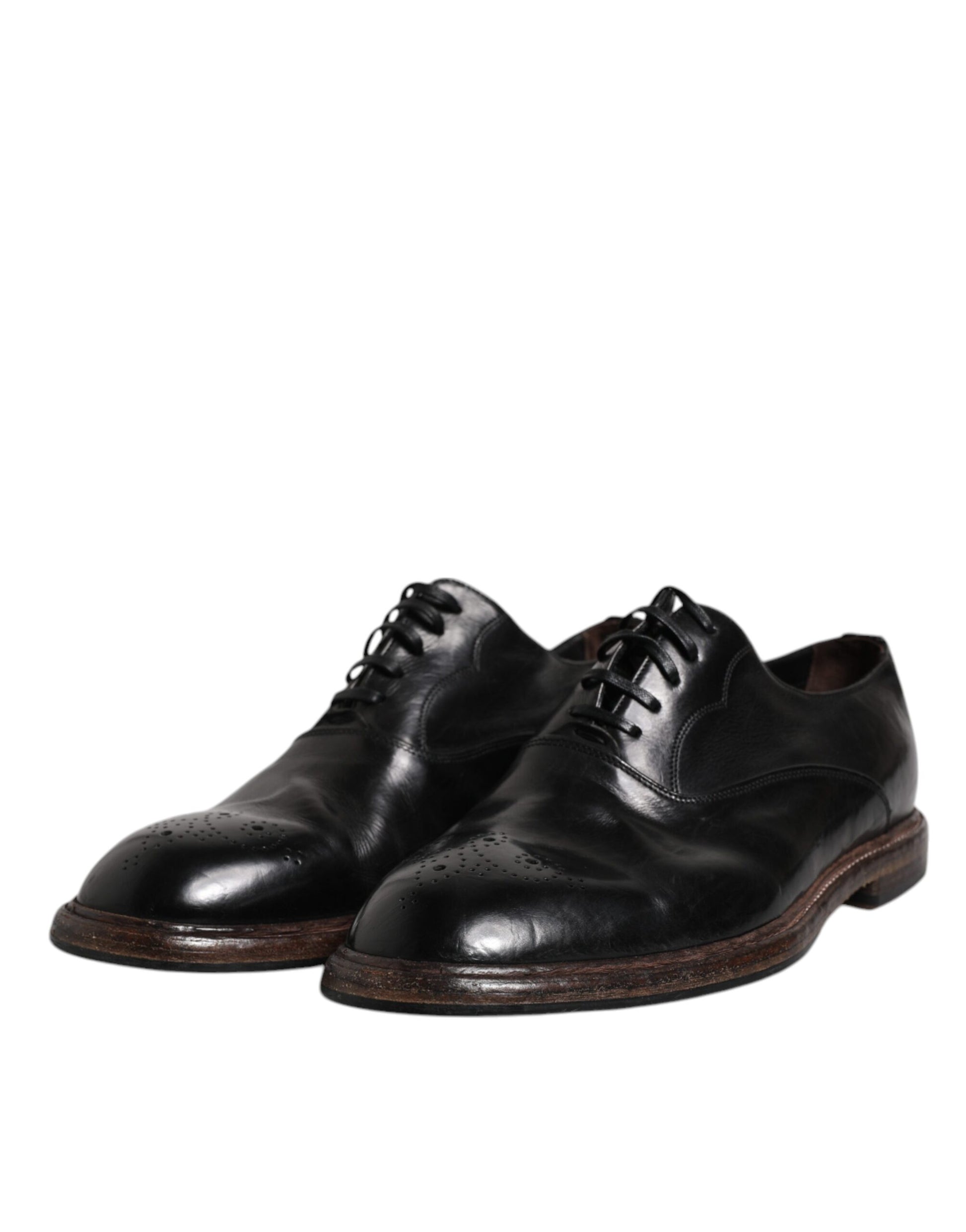 Dolce & Gabbana Black Leather Lace Up Men's Derby Formal Shoes
