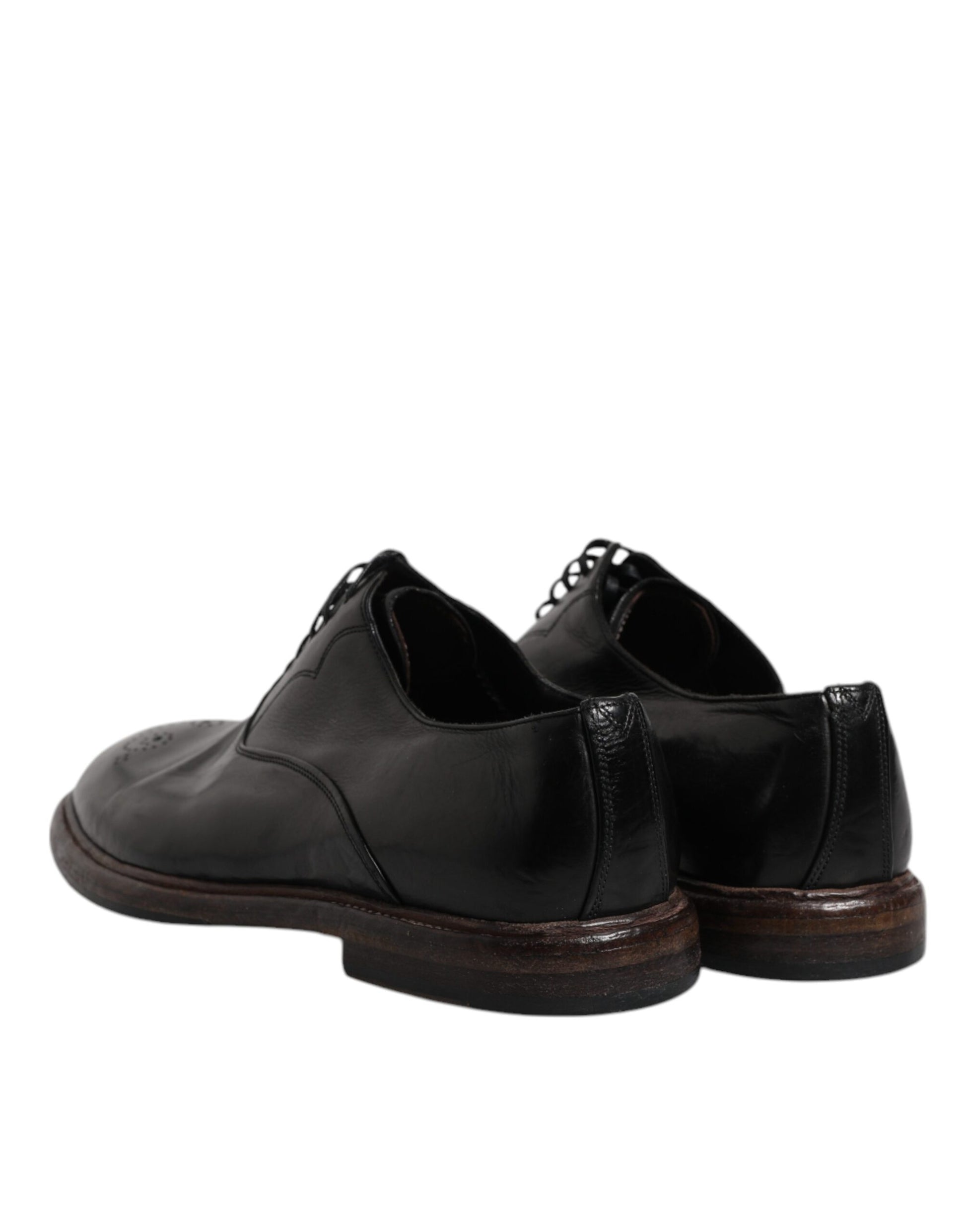 Dolce & Gabbana Black Leather Lace Up Men's Derby Formal Shoes