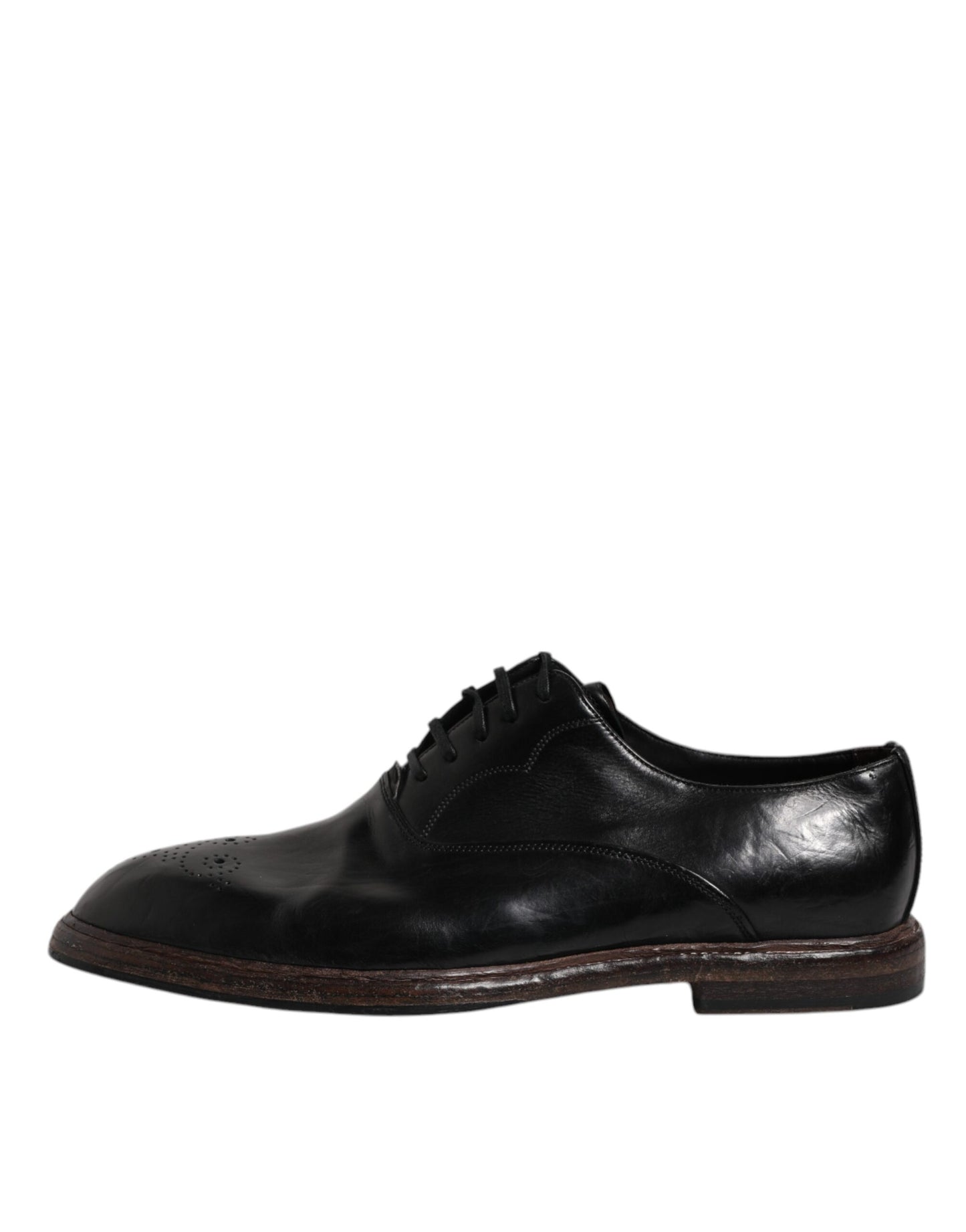 Dolce & Gabbana Black Leather Lace Up Men's Derby Formal Shoes