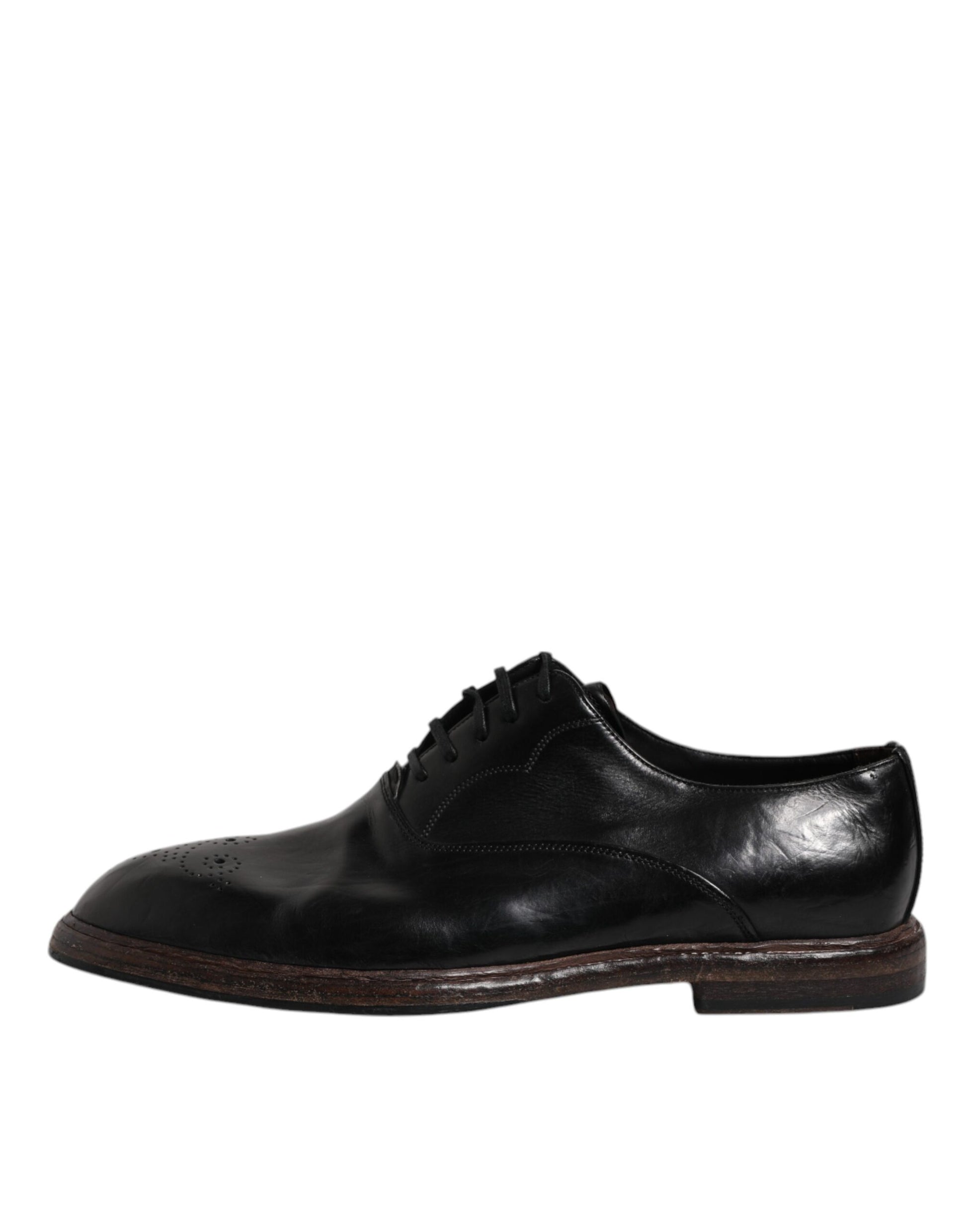 Dolce & Gabbana Black Leather Lace Up Men's Derby Formal Shoes