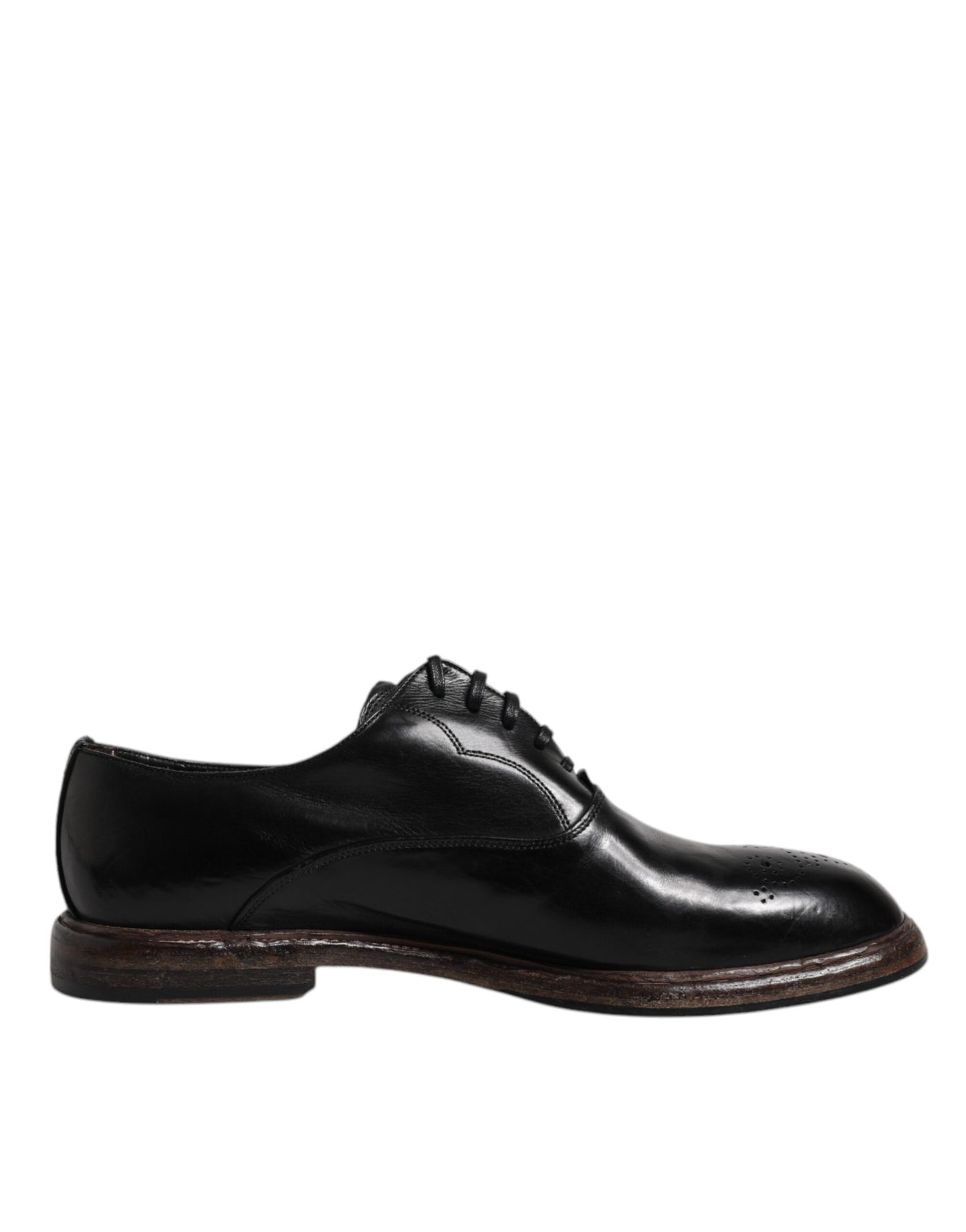 Dolce & Gabbana Black Leather Lace Up Men's Derby Formal Shoes