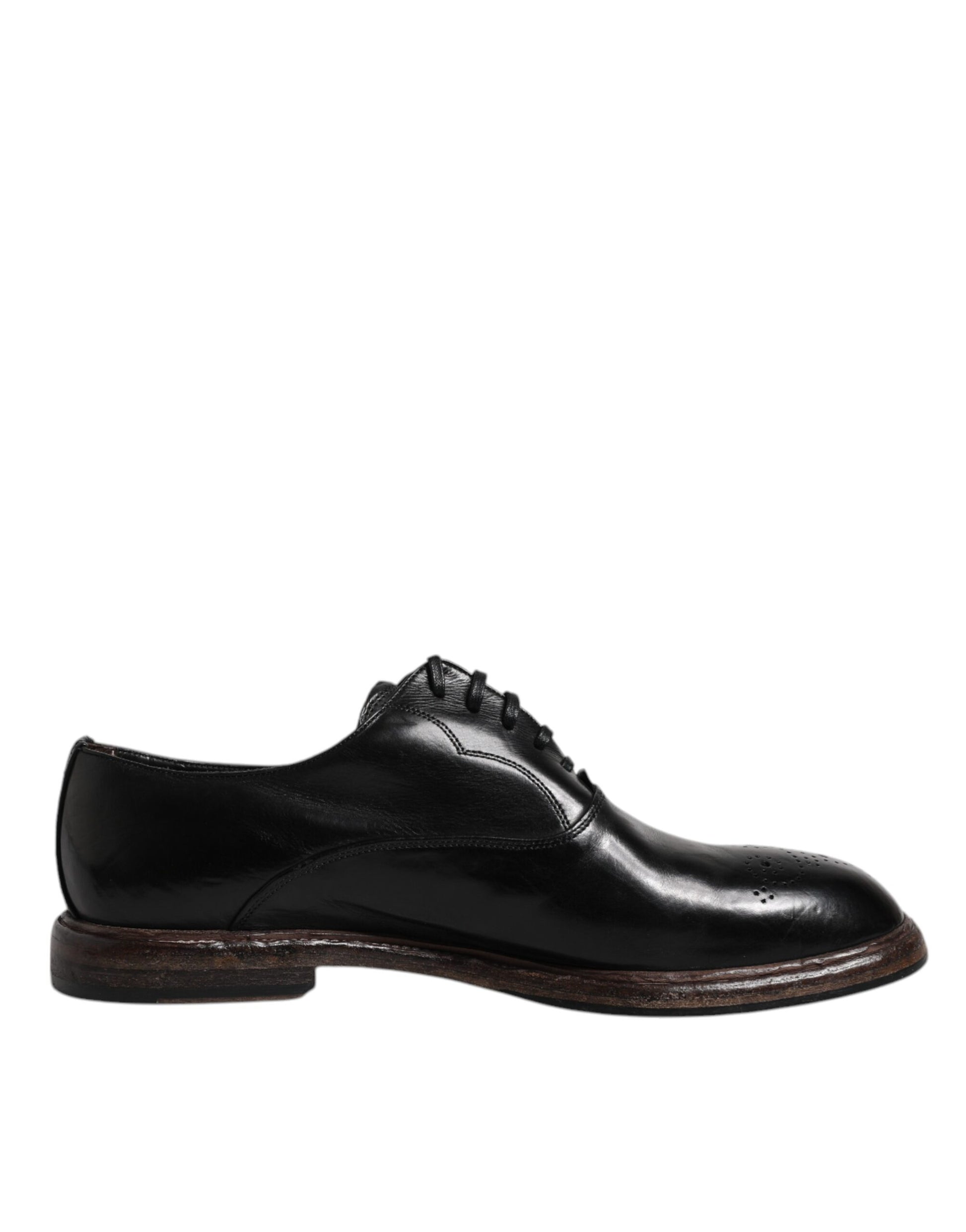 Dolce & Gabbana Black Leather Lace Up Men's Derby Formal Shoes