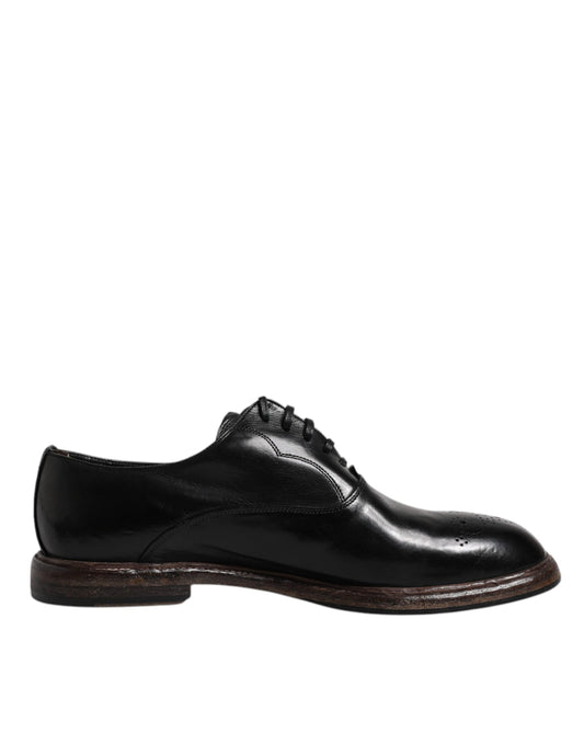 Dolce & Gabbana Black Leather Lace Up Men's Derby Formal Shoes