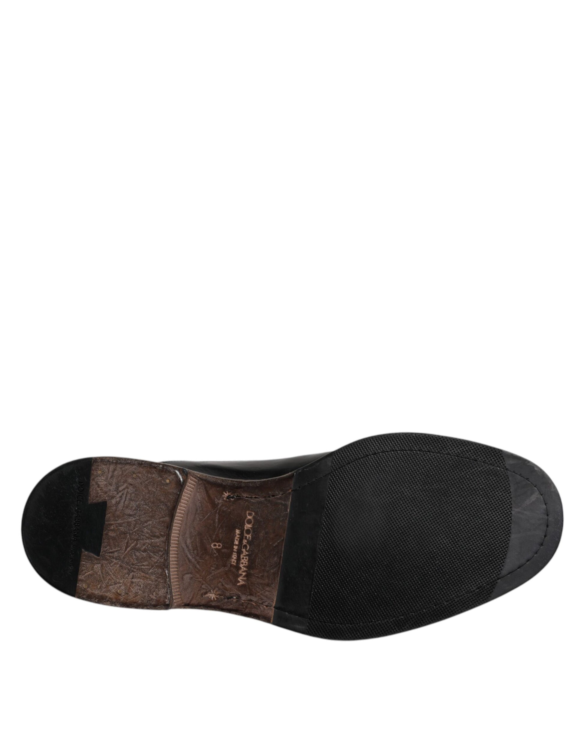 Dolce & Gabbana Black Leather Lace Up Men's Derby Formal Shoes