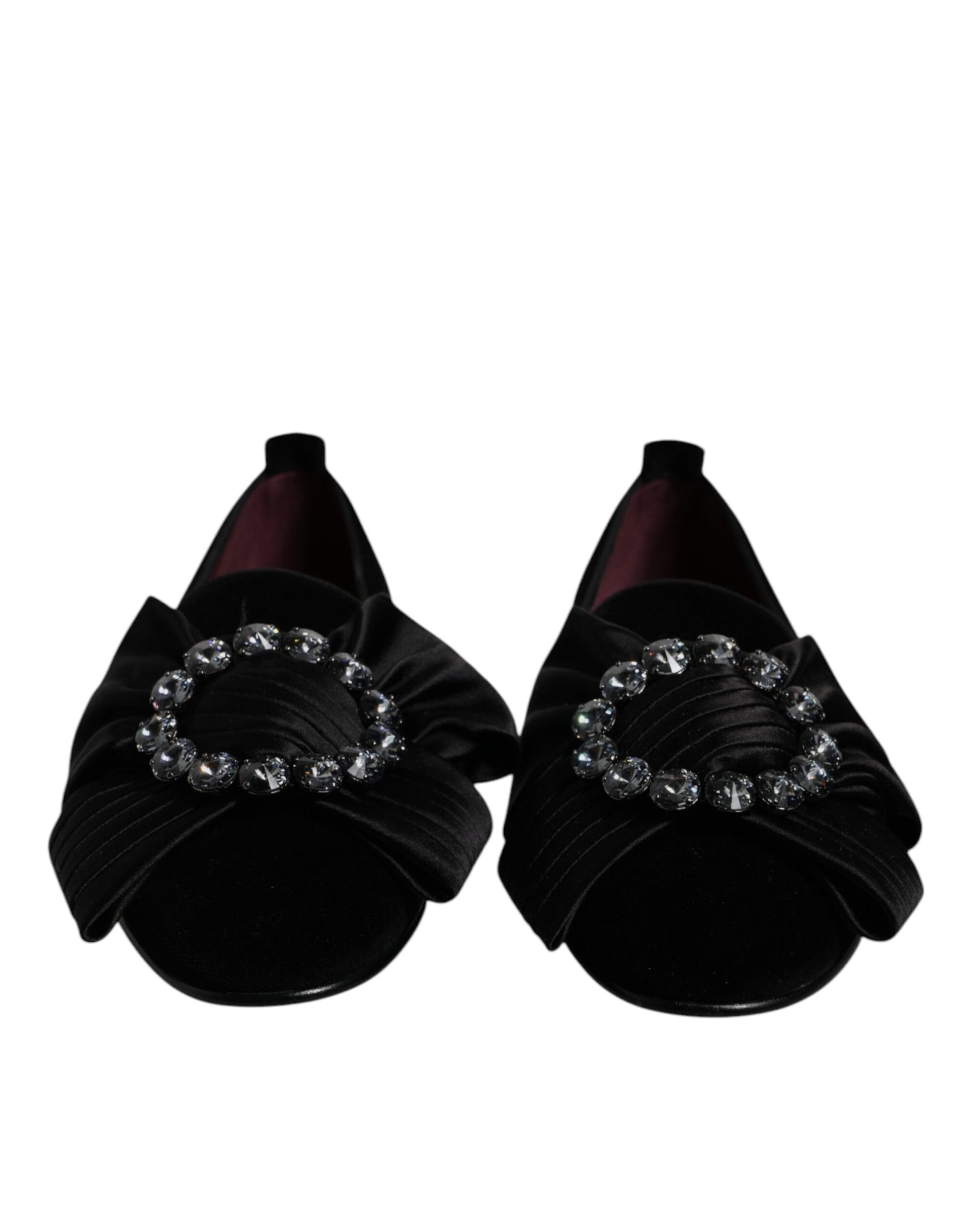 Dolce & Gabbana Black Crystal Flats - Men's Loafers Dress Shoes