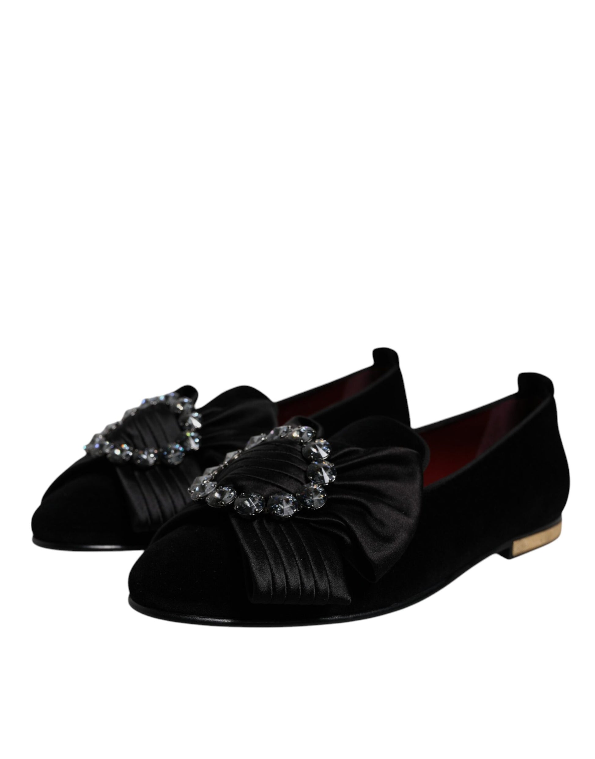 Dolce & Gabbana Black Crystal Flats - Men's Loafers Dress Shoes