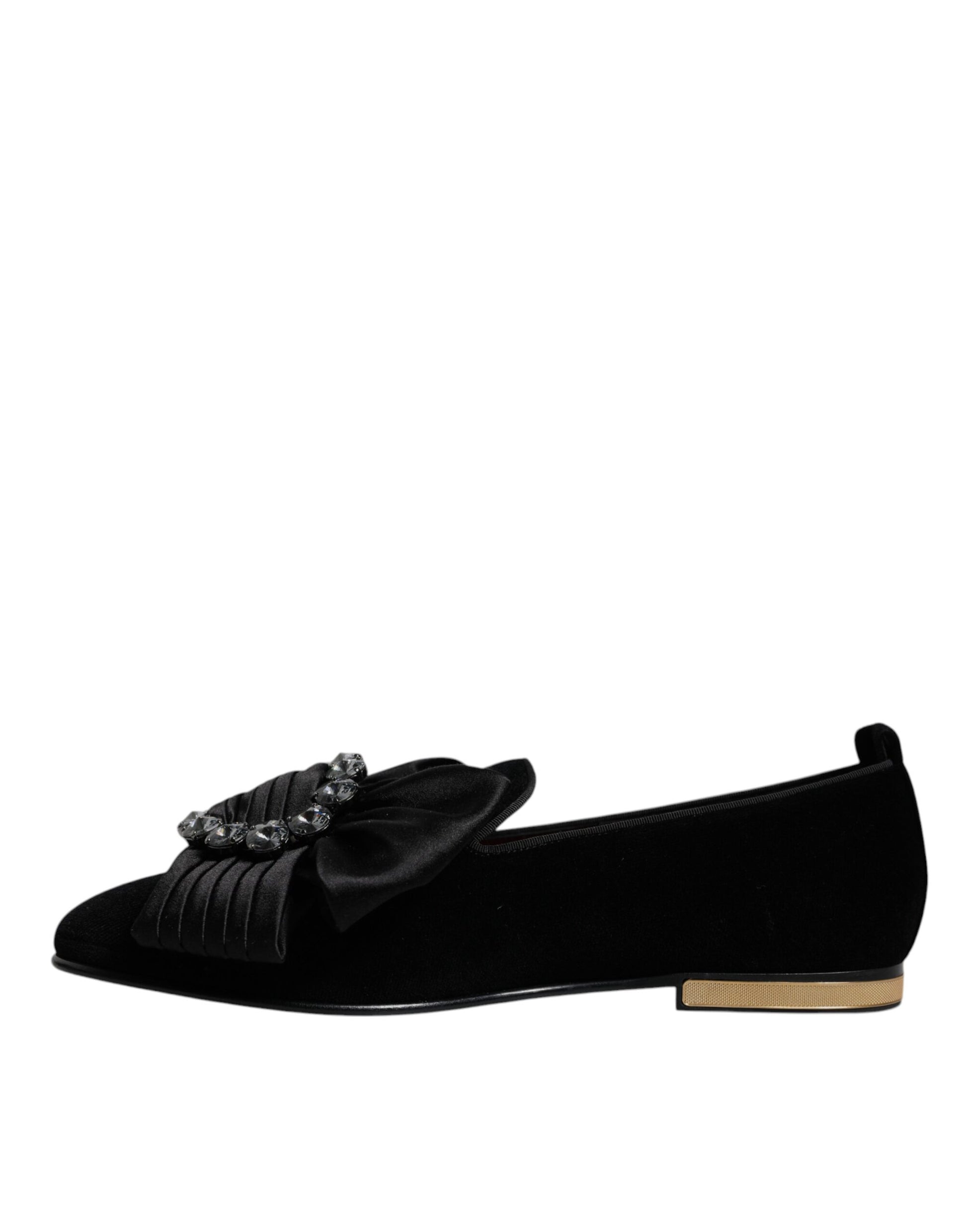 Dolce & Gabbana Black Crystal Flats - Men's Loafers Dress Shoes