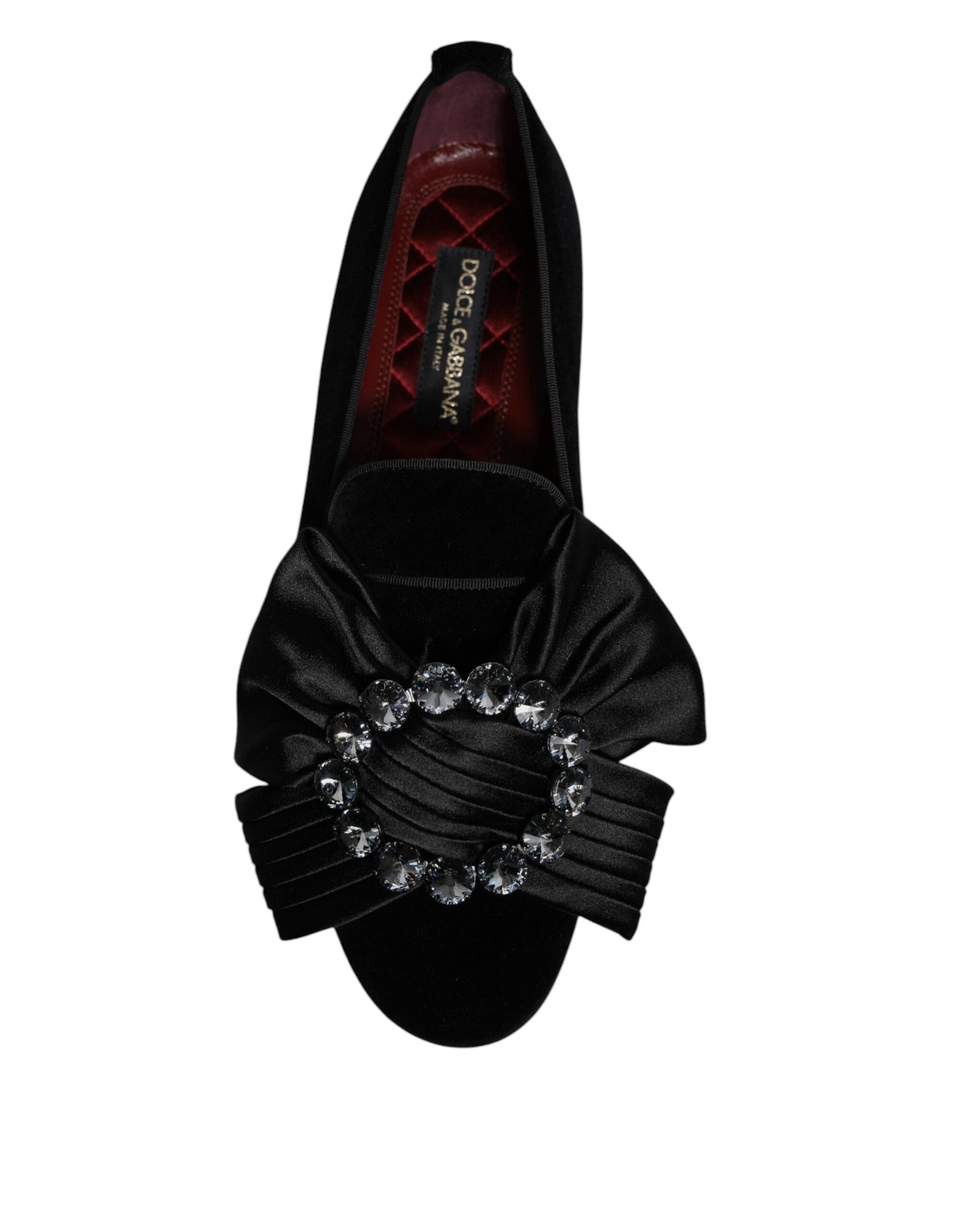 Dolce & Gabbana Black Crystal Flats - Men's Loafers Dress Shoes