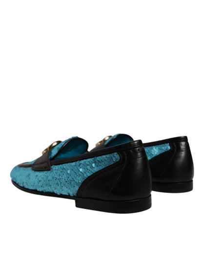 Dolce & Gabbana Blue Sequined Loafers for Men