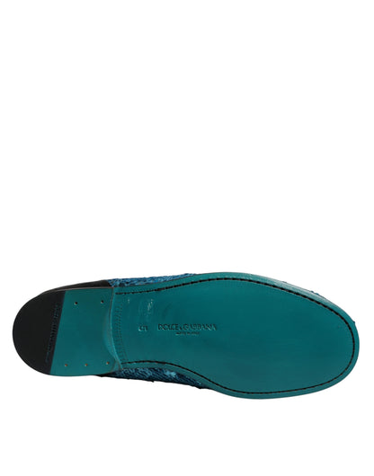 Dolce & Gabbana Blue Sequined Loafers for Men