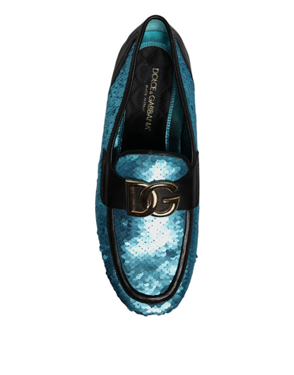 Dolce & Gabbana Blue Sequined Loafers for Men