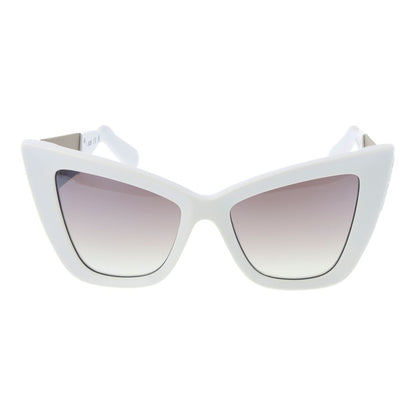 GCDS Women’s Sunglasses – White Cat Eye Frame with Brown Mirrored Lenses, 53mm