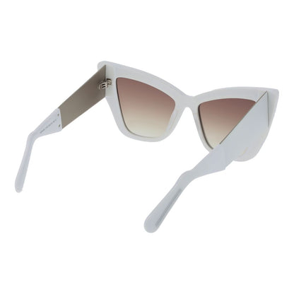 GCDS Women’s Sunglasses – White Cat Eye Frame with Brown Mirrored Lenses, 53mm