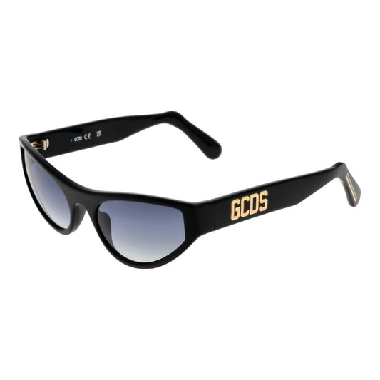 GCDS Unisex Sunglasses – Black Full-Rim Frame with Grey Gradient Lenses, 55mm
