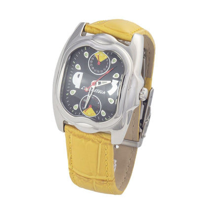 Chronotech Women's Yellow Leather Watch with Minimalist Style