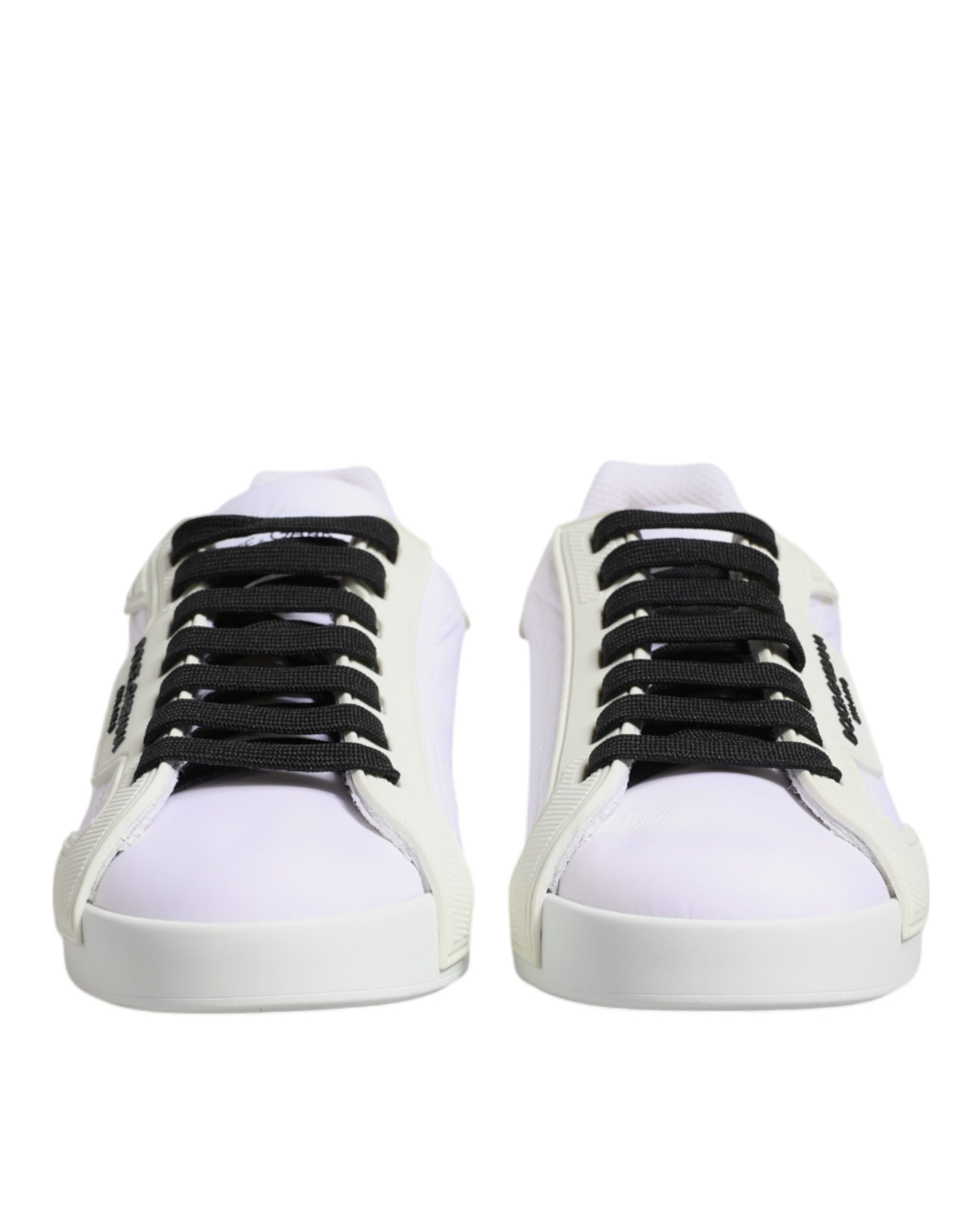 Dolce & Gabbana White Nylon Leather Low Top Sneakers