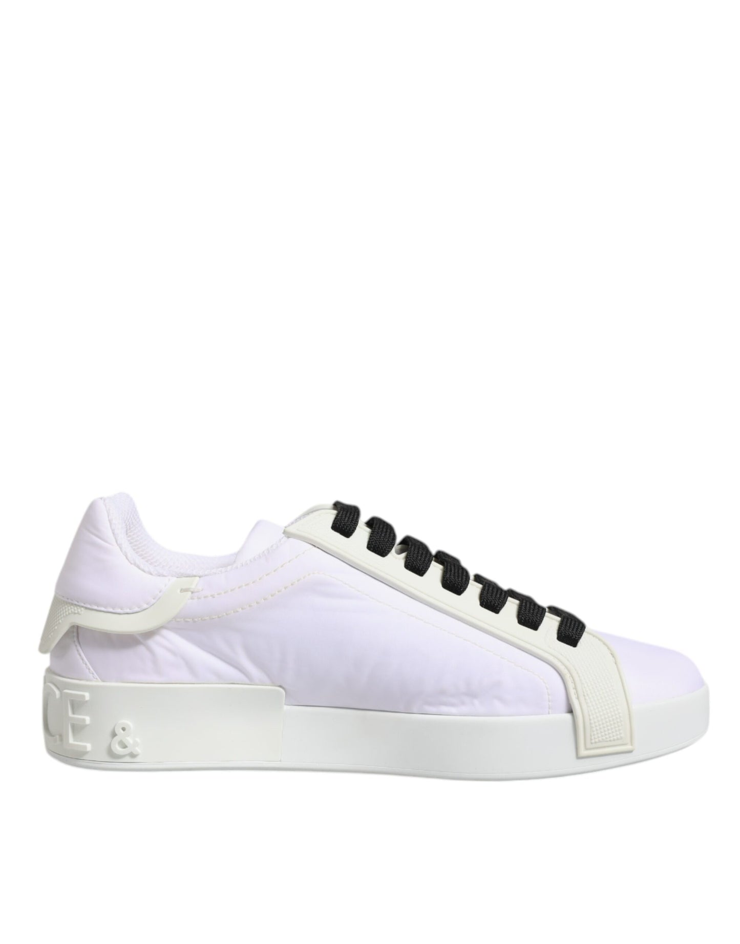 Dolce & Gabbana White Nylon Leather Low Top Sneakers
