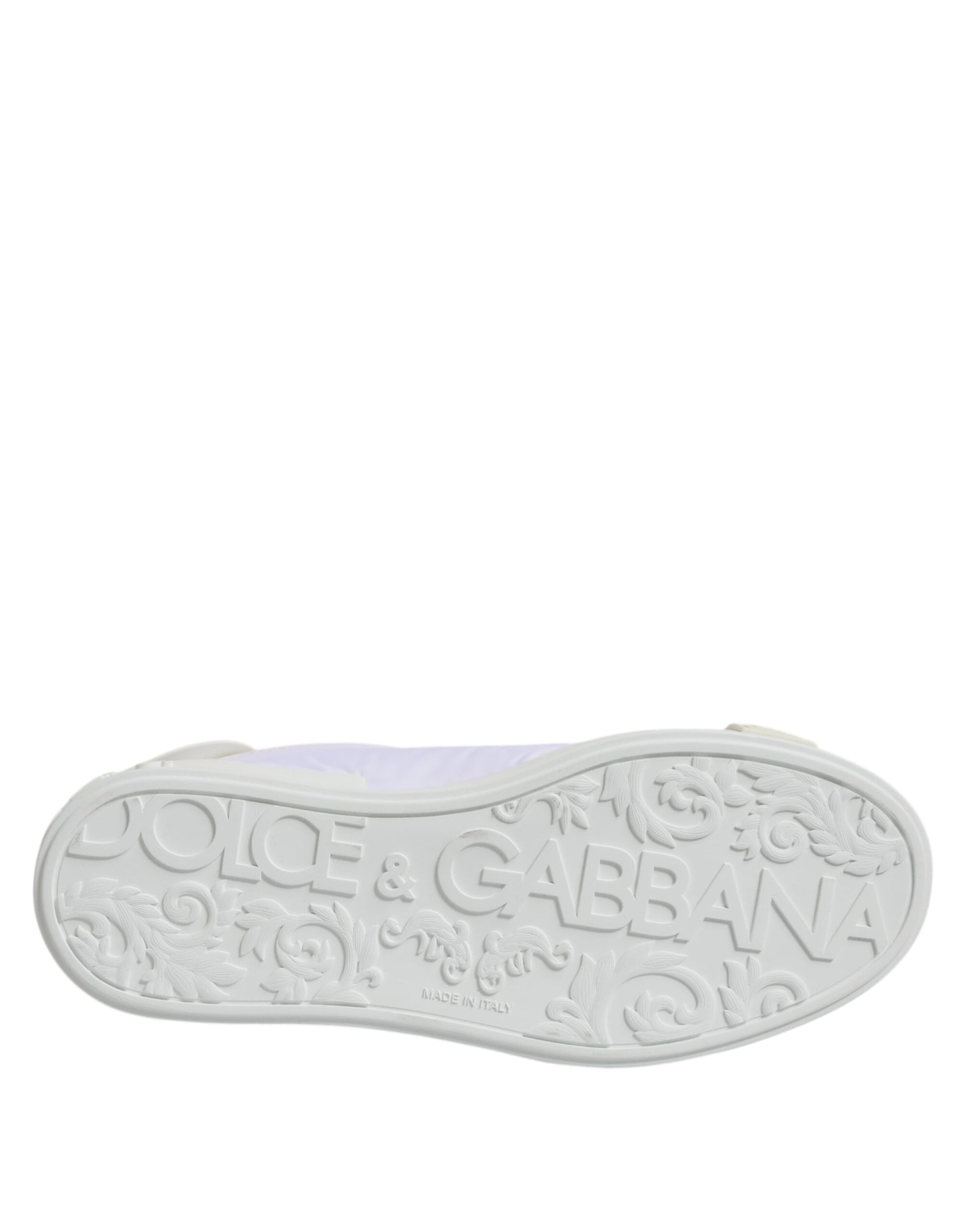 Dolce & Gabbana White Nylon Leather Low Top Sneakers