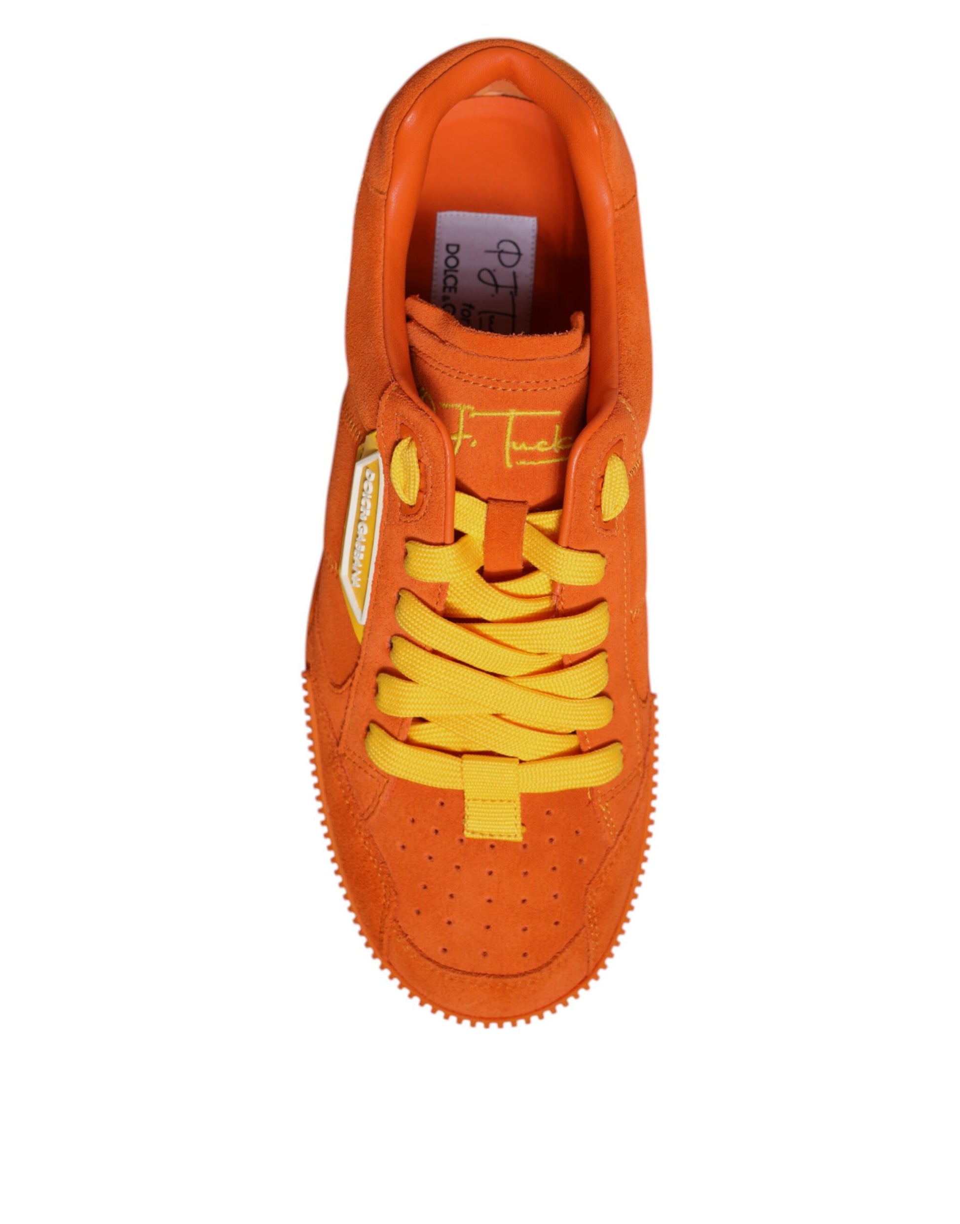 Dolce & Gabbana Orange Miami Leather Low Top Sneakers