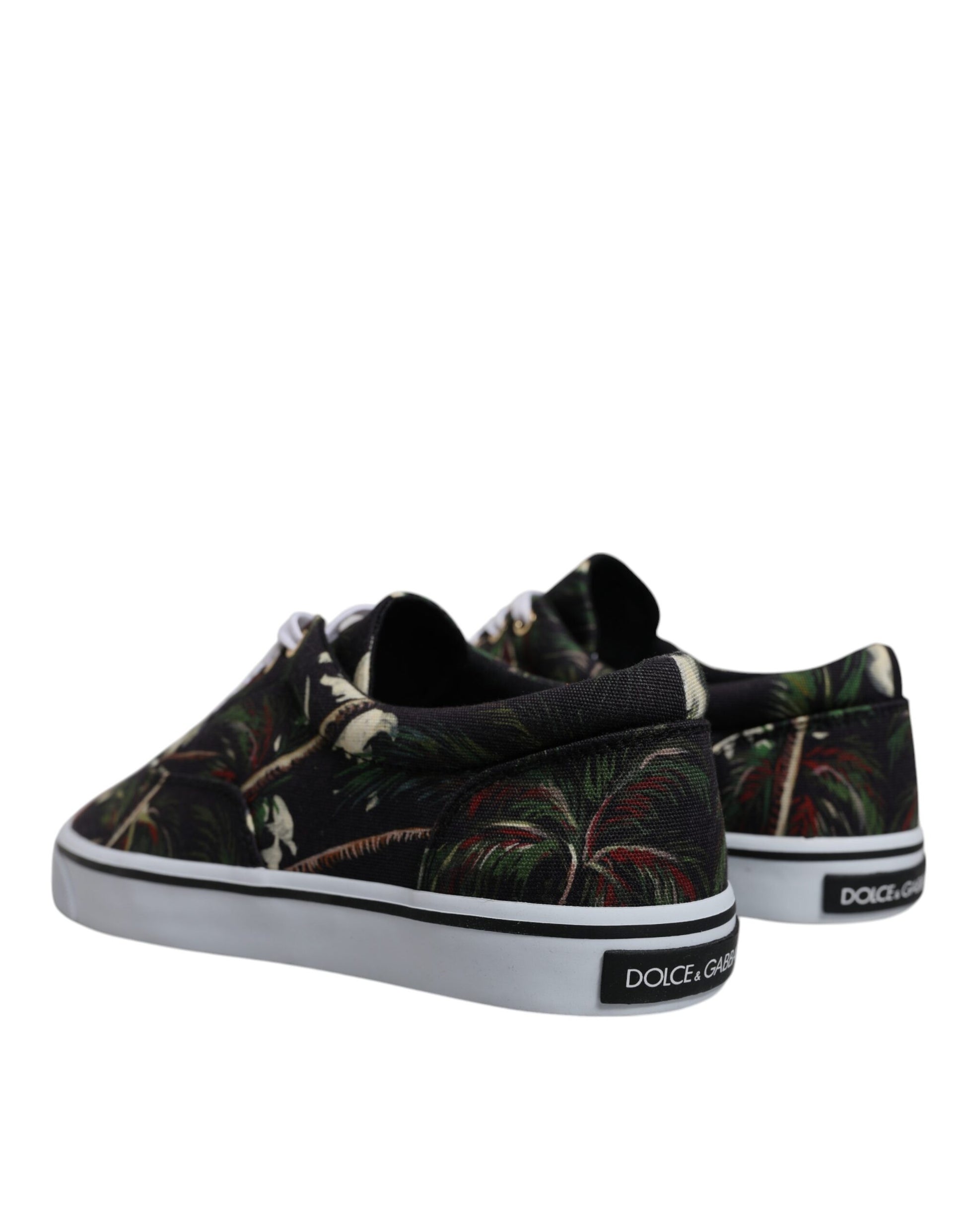 Dolce & Gabbana Black Tropical Print Low Top Sneakers