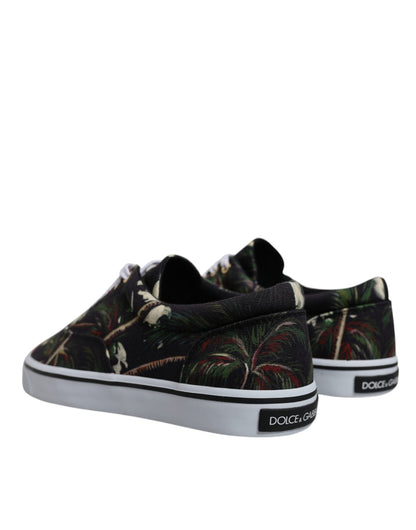 Dolce & Gabbana Black Tropical Print Low Top Sneakers