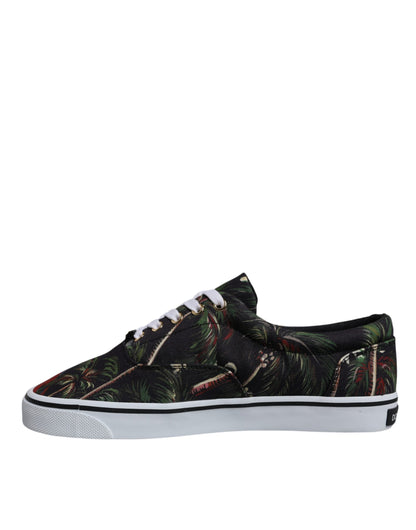 Dolce & Gabbana Black Tropical Print Low Top Sneakers