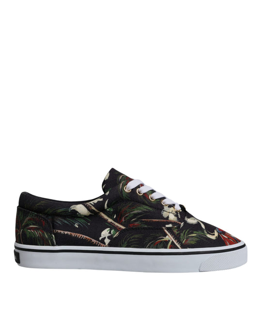 Dolce & Gabbana Black Tropical Print Low Top Sneakers