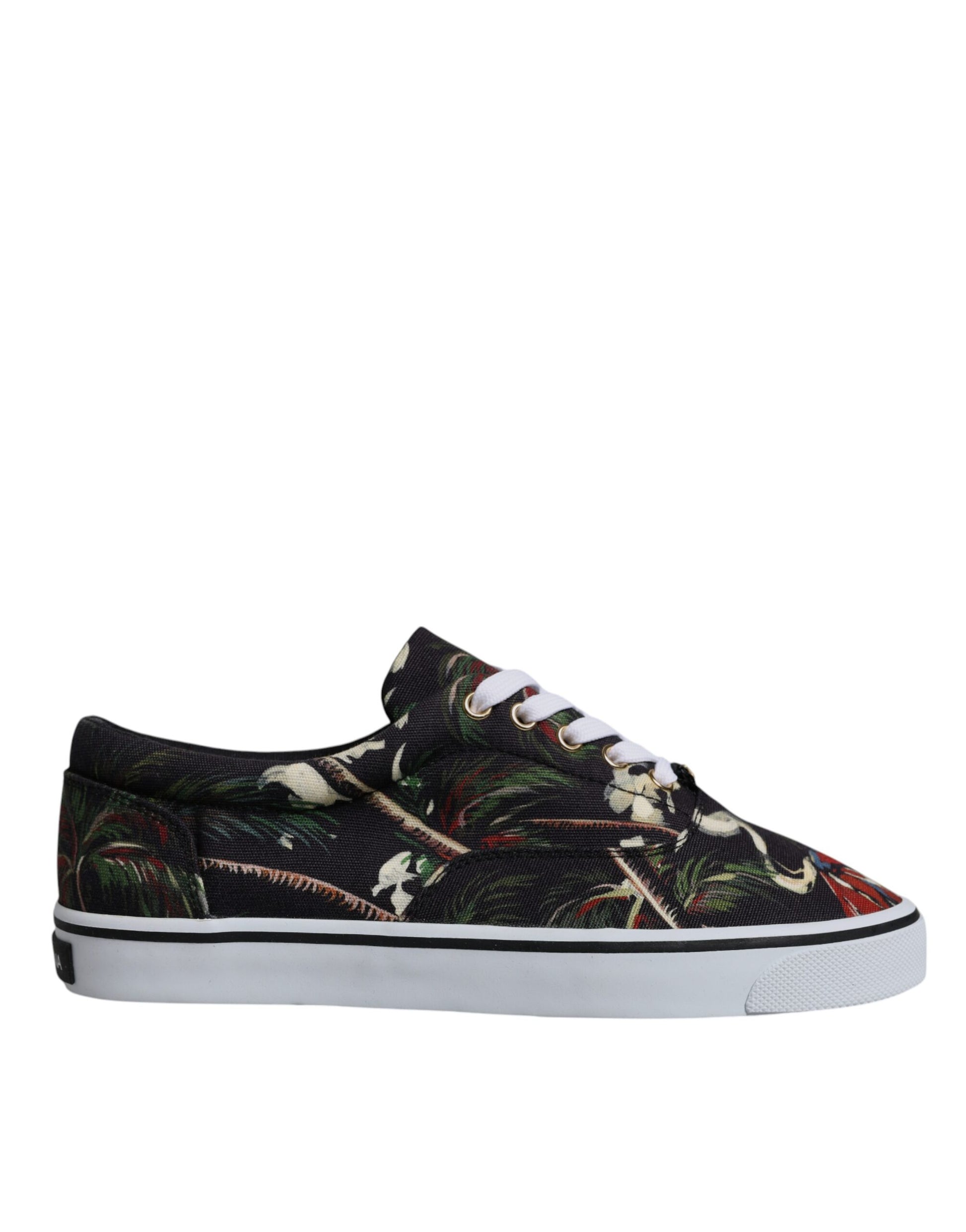 Dolce & Gabbana Black Tropical Print Low Top Sneakers