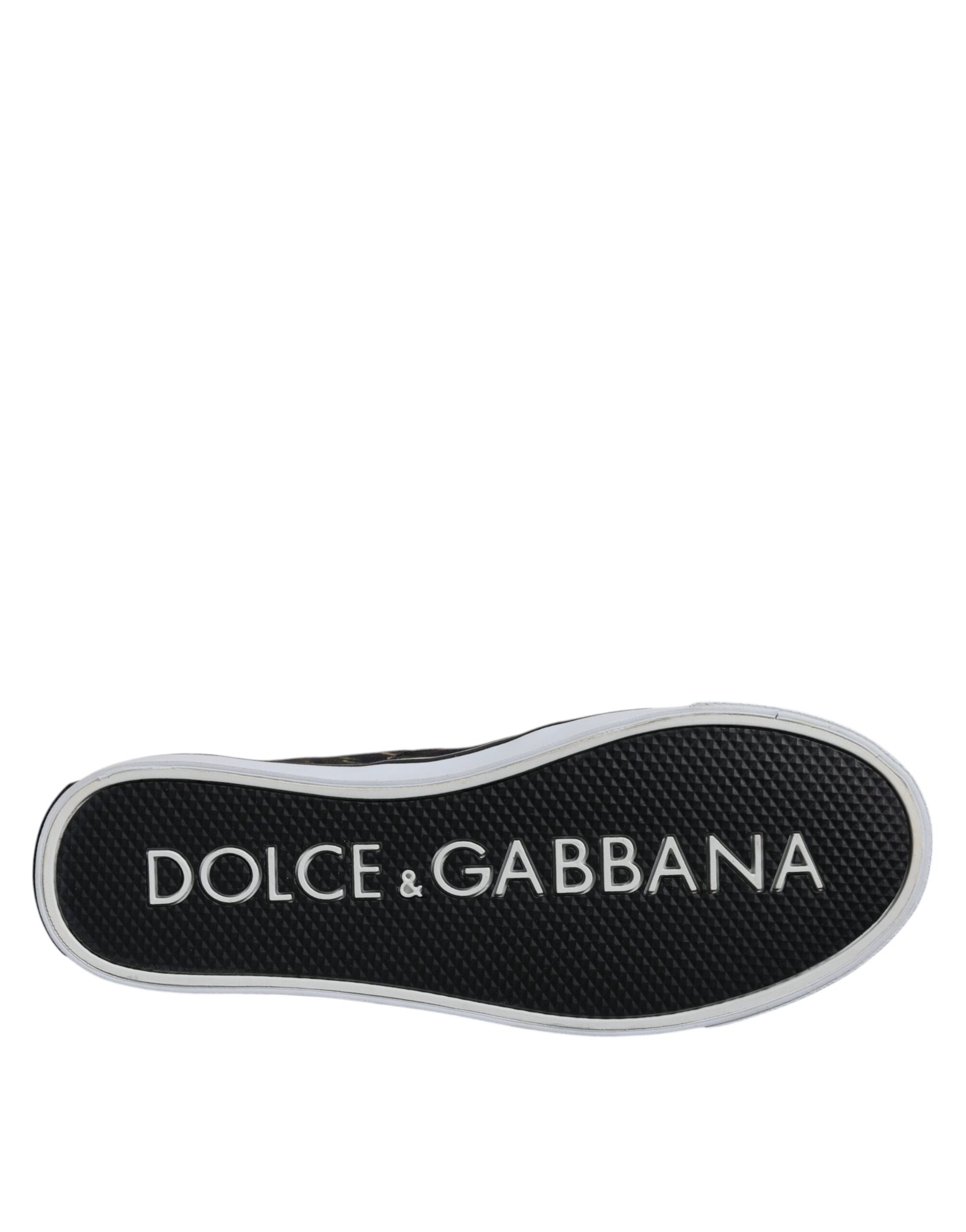 Dolce & Gabbana Black Tropical Print Low Top Sneakers