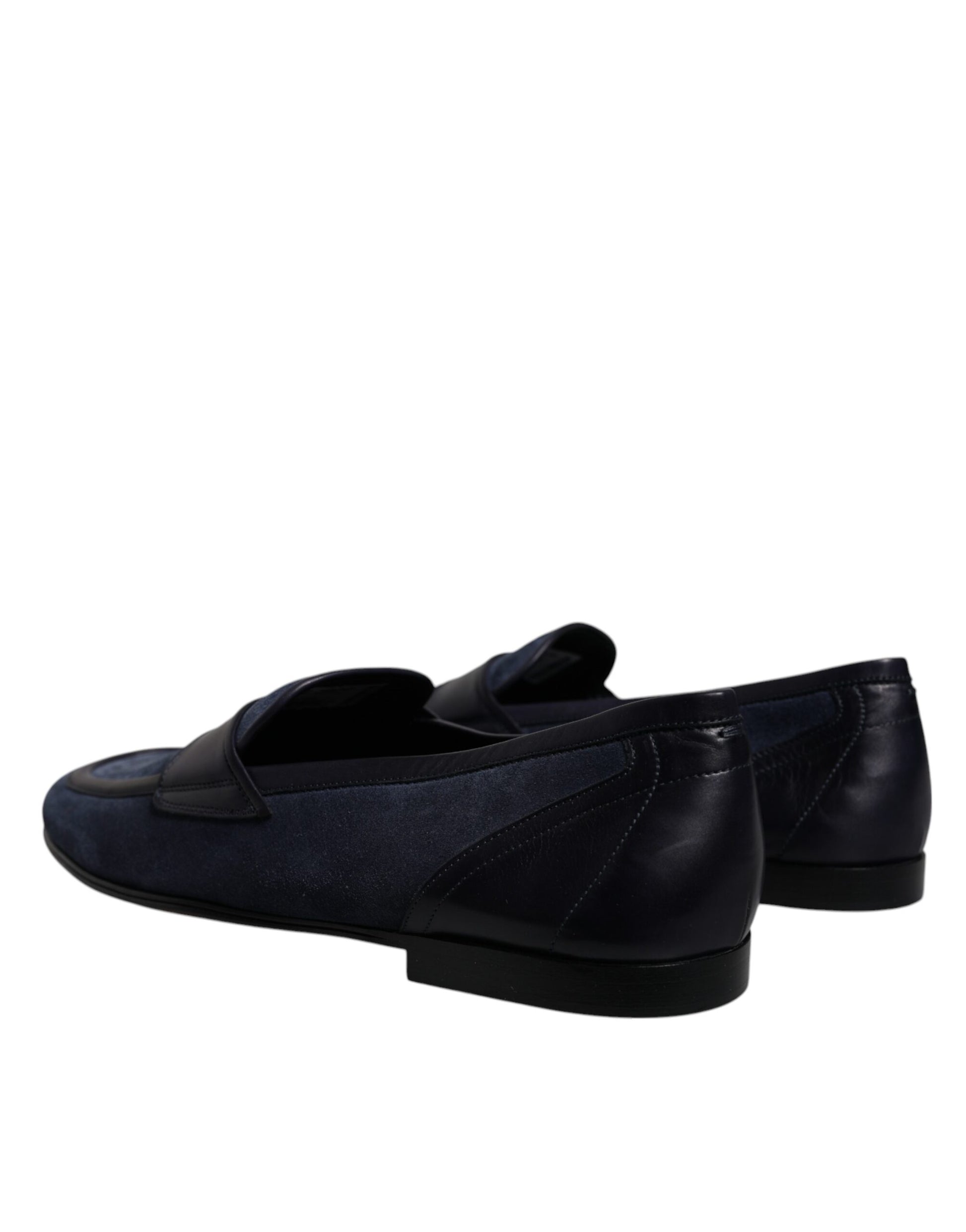 Dolce & Gabbana Blue Suede Leather Moccasin Loafers