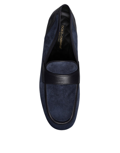 Dolce & Gabbana Blue Suede Leather Moccasin Loafers