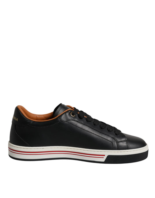 Dolce & Gabbana Black Leather Low Top Men Sneakers